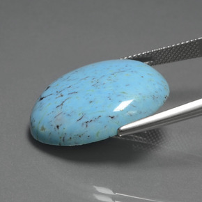 20.47캐럿 천연 블루 터키석, 타원형 컷, 25.3×22.9 mm, 불투명체