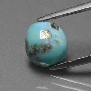 1.83캐럿 천연 블루 터키석, 멋진 모양, 8.9×8.3 mm, 불투명체