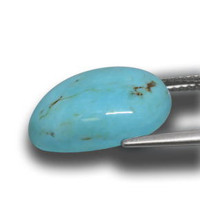 7.21캐럿 천연 블루 터키석, 멋진 모양, 16×12.3 mm, 불투명체