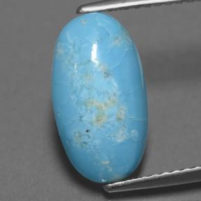 2.85캐럿 천연 블루 터키석, 타원형 컷, 13.5×7.6 mm, 불투명체