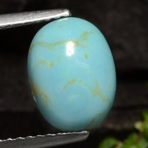 1.72캐럿 천연 블루 터키석, 타원형 컷, 9.9×7.5 mm, 불투명체