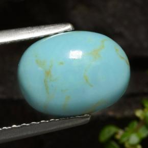 1.72캐럿 천연 블루 터키석, 타원형 컷, 9.9×7.5 mm, 불투명체