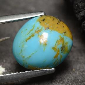 2.22캐럿 천연 블루 터키석, 멋진 모양, 11×9.6 mm, 불투명체