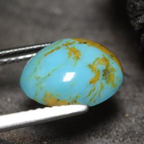 2.22캐럿 천연 블루 터키석, 멋진 모양, 11×9.6 mm, 불투명체