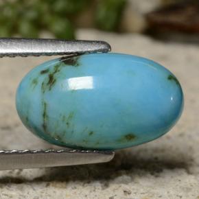 1.95캐럿 천연 블루 터키석, 타원형 컷, 11.7×6.8 mm, 불투명체