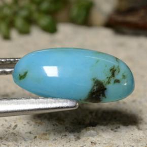 1.95캐럿 천연 블루 터키석, 타원형 컷, 11.7×6.8 mm, 불투명체