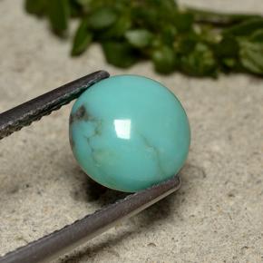1.95캐럿 천연 블루 터키석, 라운드 컷, 8.43 mm, 불투명체