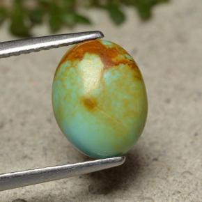 1.91캐럿 천연 블루 그린 터키석, 타원형 컷, 10.2×8 mm, 불투명체