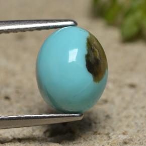 2.00캐럿 천연 블루 터키석, 타원형 컷, 9.2×7.6 mm, 불투명체