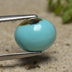 2.00캐럿 천연 블루 터키석, 타원형 컷, 9.2×7.6 mm, 불투명체