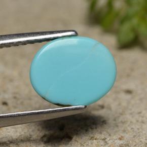 2.00캐럿 천연 블루 터키석, 타원형 컷, 9.2×7.6 mm, 불투명체