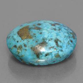 39.07캐럿 천연 블루 터키석, 타원형 컷, 24.7×20.9 mm, 불투명체