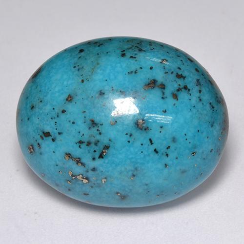 23.76캐럿 천연 짙은 녹색을 띤 파란색 터키석, 타원형 컷, 21.8×17.6 mm, 불투명체