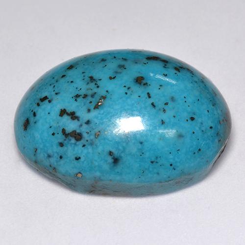 23.76캐럿 천연 짙은 녹색을 띤 파란색 터키석, 타원형 컷, 21.8×17.6 mm, 불투명체