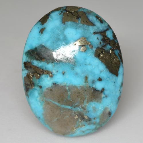 24.20캐럿 천연 푸르스름한 그린 터키석, 타원형 컷, 22.1×17.3 mm, 불투명체