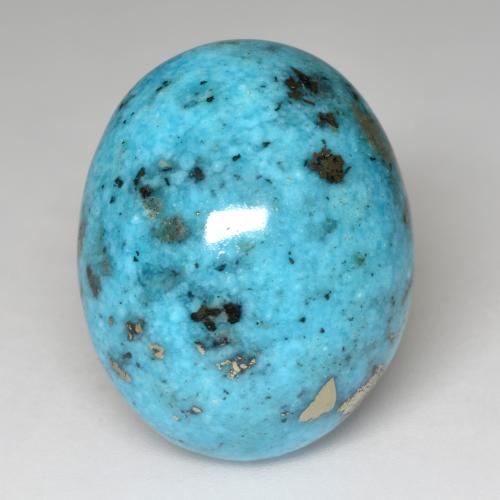 32.85캐럿 천연 녹청색 터키석, 타원형 컷, 21.9×17.5 mm, 불투명체