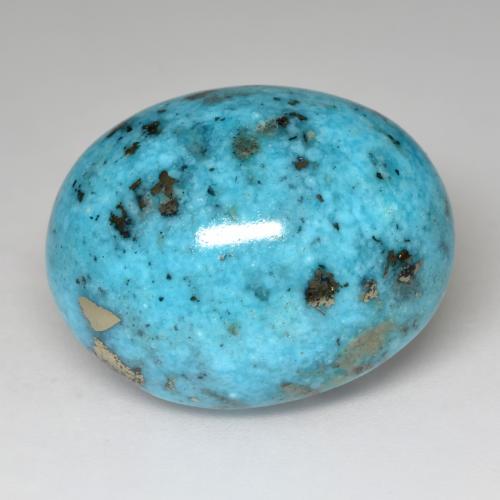 32.85캐럿 천연 녹청색 터키석, 타원형 컷, 21.9×17.5 mm, 불투명체
