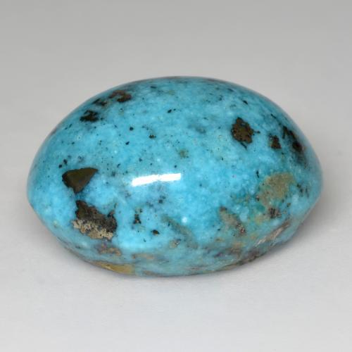32.85캐럿 천연 녹청색 터키석, 타원형 컷, 21.9×17.5 mm, 불투명체