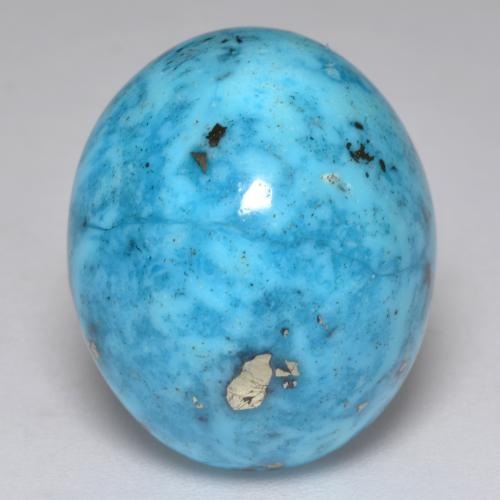 27.18캐럿 천연 녹청색 터키석, 타원형 컷, 19.8×16.4 mm, 불투명체