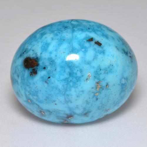 27.18캐럿 천연 녹청색 터키석, 타원형 컷, 19.8×16.4 mm, 불투명체