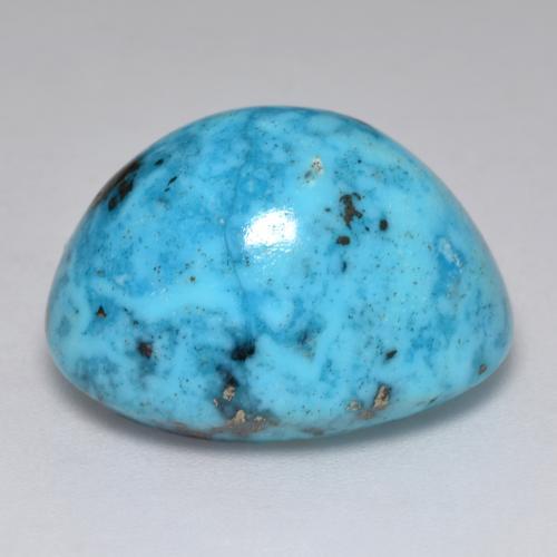 27.18캐럿 천연 녹청색 터키석, 타원형 컷, 19.8×16.4 mm, 불투명체