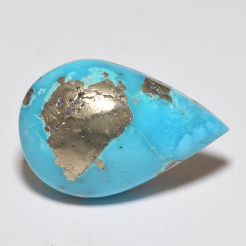 12.80캐럿 천연 녹청색 터키석, 배 모양, 20.3×13.6 mm, 불투명체