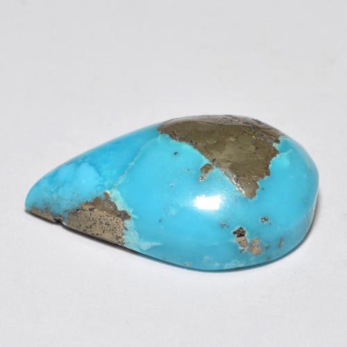 12.80캐럿 천연 녹청색 터키석, 배 모양, 20.3×13.6 mm, 불투명체
