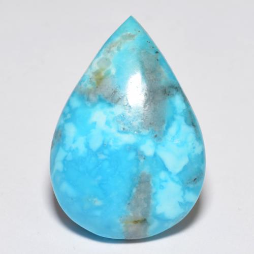 14.11캐럿 천연 녹청색 터키석, 배 모양, 22.7×16 mm, 불투명체