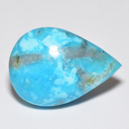 14.11캐럿 천연 녹청색 터키석, 배 모양, 22.7×16 mm, 불투명체