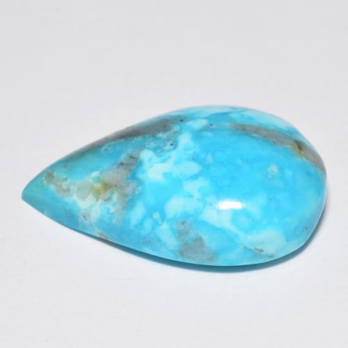14.11캐럿 천연 녹청색 터키석, 배 모양, 22.7×16 mm, 불투명체