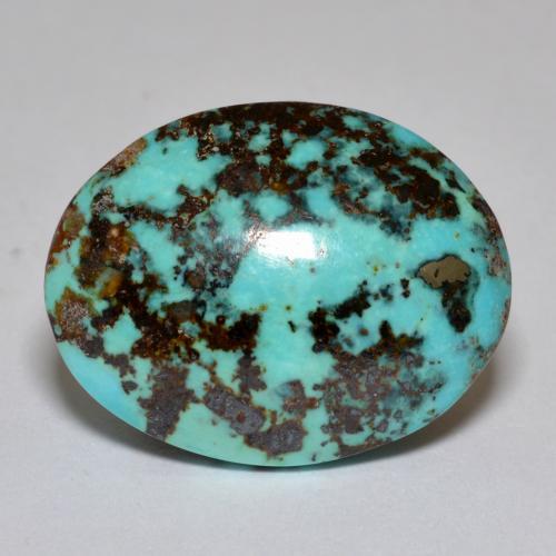 18.42캐럿 천연 그린 블루 터키석, 타원형 컷, 20.4×16 mm, 불투명체