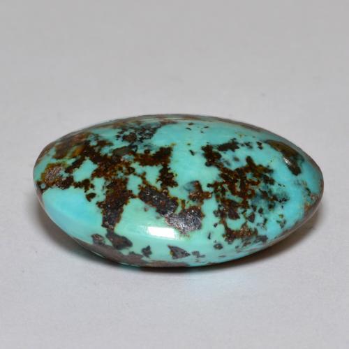 18.42캐럿 천연 그린 블루 터키석, 타원형 컷, 20.4×16 mm, 불투명체