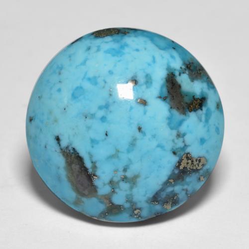 18.58캐럿 천연 녹청색 터키석, 라운드 컷, 16.96 mm, 불투명체