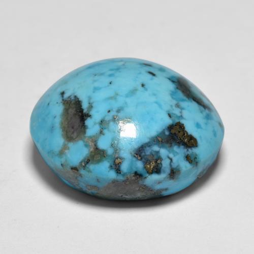 18.58캐럿 천연 녹청색 터키석, 라운드 컷, 16.96 mm, 불투명체