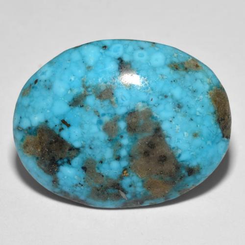 26.05캐럿 천연 녹청색 터키석, 타원형 컷, 24×18.6 mm, 불투명체