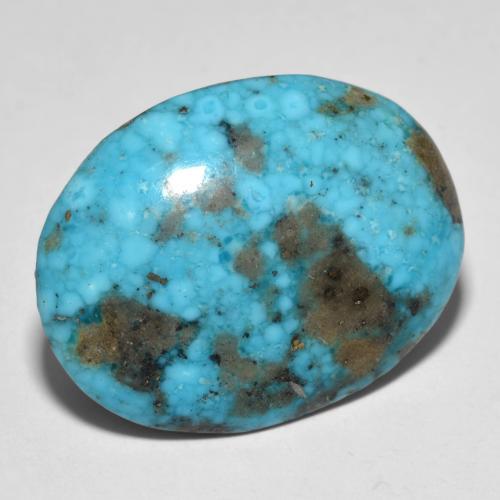 26.05캐럿 천연 녹청색 터키석, 타원형 컷, 24×18.6 mm, 불투명체