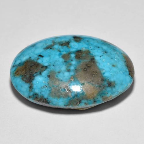 26.05캐럿 천연 녹청색 터키석, 타원형 컷, 24×18.6 mm, 불투명체