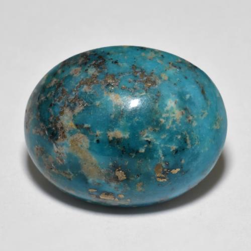 22.71캐럿 천연 짙은 녹색을 띤 파란색 터키석, 타원형 컷, 19.8×15.7 mm, 불투명체