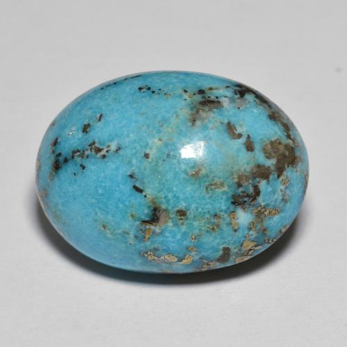 21.02캐럿 천연 녹청색 터키석, 타원형 컷, 19.6×14.4 mm, 불투명체