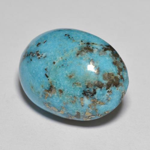 21.02캐럿 천연 녹청색 터키석, 타원형 컷, 19.6×14.4 mm, 불투명체