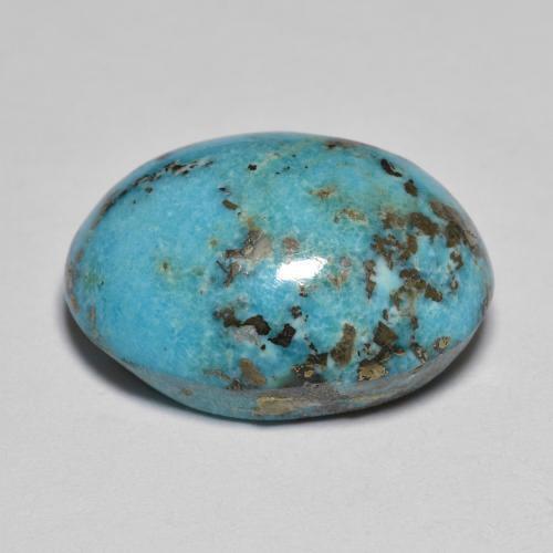 21.02캐럿 천연 녹청색 터키석, 타원형 컷, 19.6×14.4 mm, 불투명체