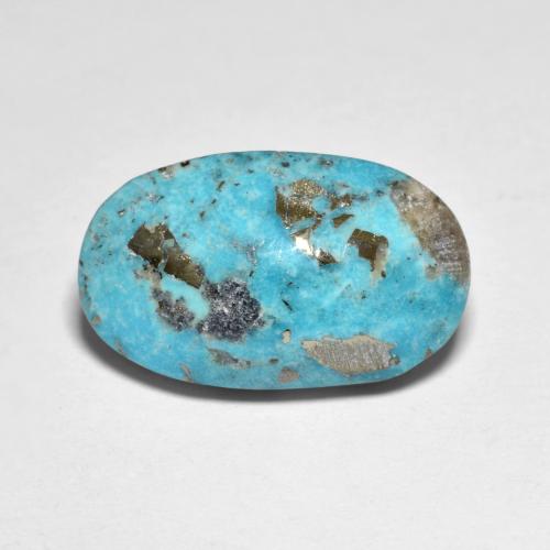 11.52캐럿 천연 녹청색 터키석, 타원형 컷, 19.2×11.5 mm, 불투명체