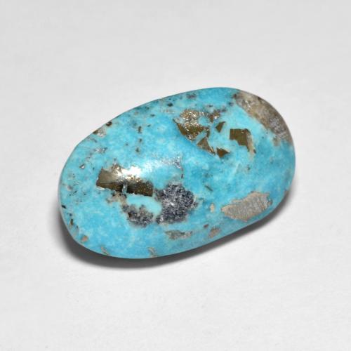 11.52캐럿 천연 녹청색 터키석, 타원형 컷, 19.2×11.5 mm, 불투명체