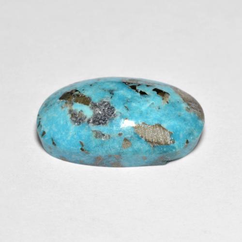 11.52캐럿 천연 녹청색 터키석, 타원형 컷, 19.2×11.5 mm, 불투명체