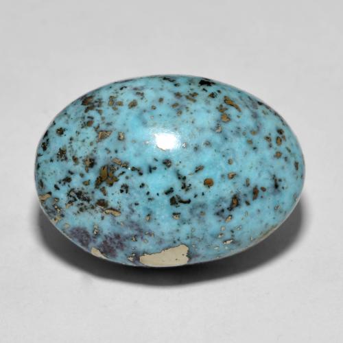 15.80캐럿 천연 미디엄 그린 블루 터키석, 타원형 컷, 19.4×13.9 mm, 불투명체