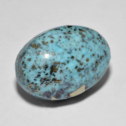 15.80캐럿 천연 미디엄 그린 블루 터키석, 타원형 컷, 19.4×13.9 mm, 불투명체