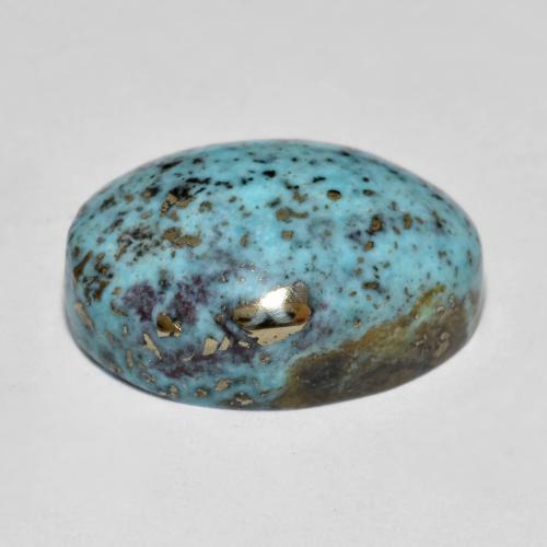 15.80캐럿 천연 미디엄 그린 블루 터키석, 타원형 컷, 19.4×13.9 mm, 불투명체