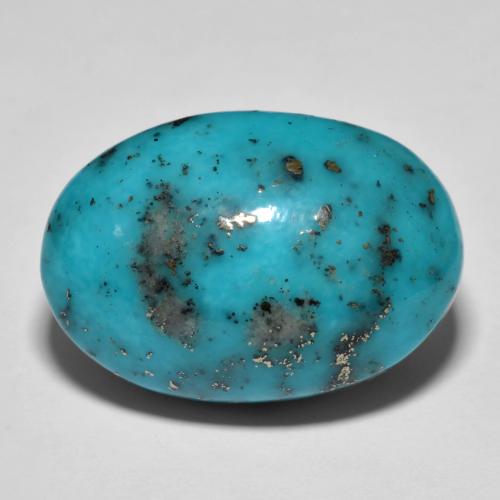 23.92캐럿 천연 녹청색 터키석, 타원형 컷, 22.1×15.2 mm, 불투명체