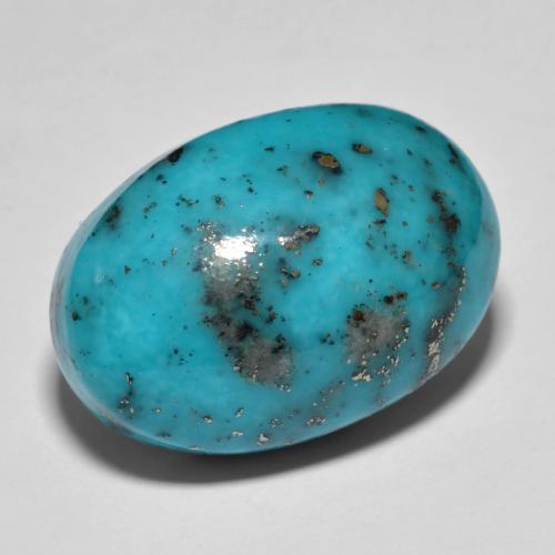 23.92캐럿 천연 녹청색 터키석, 타원형 컷, 22.1×15.2 mm, 불투명체