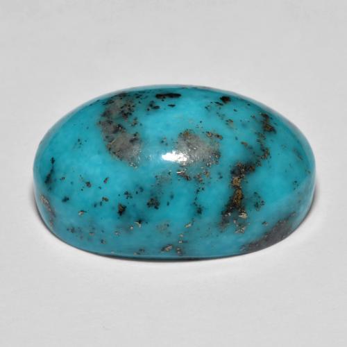 23.92캐럿 천연 녹청색 터키석, 타원형 컷, 22.1×15.2 mm, 불투명체